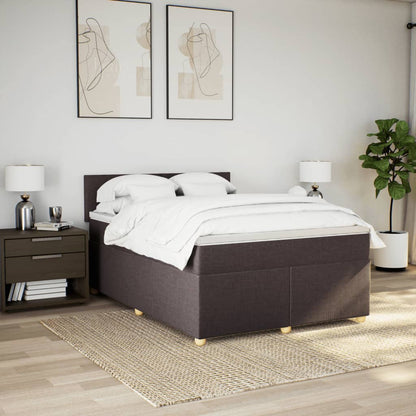 Boxspring met matras stof donkerbruin 140x190 cm