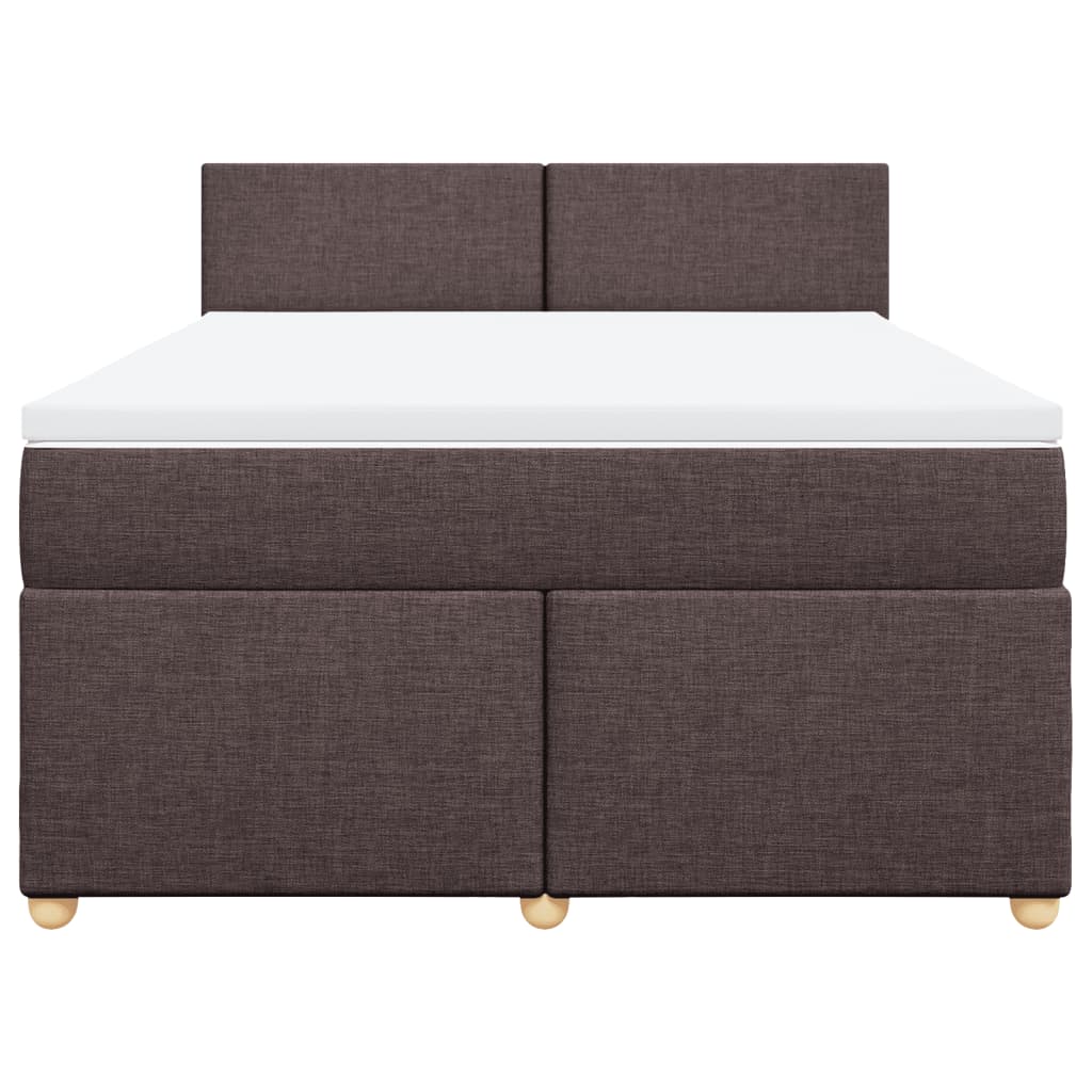 Boxspring met matras stof donkerbruin 140x190 cm