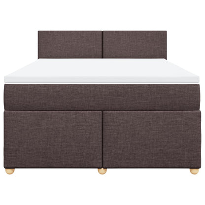 Boxspring met matras stof donkerbruin 140x190 cm