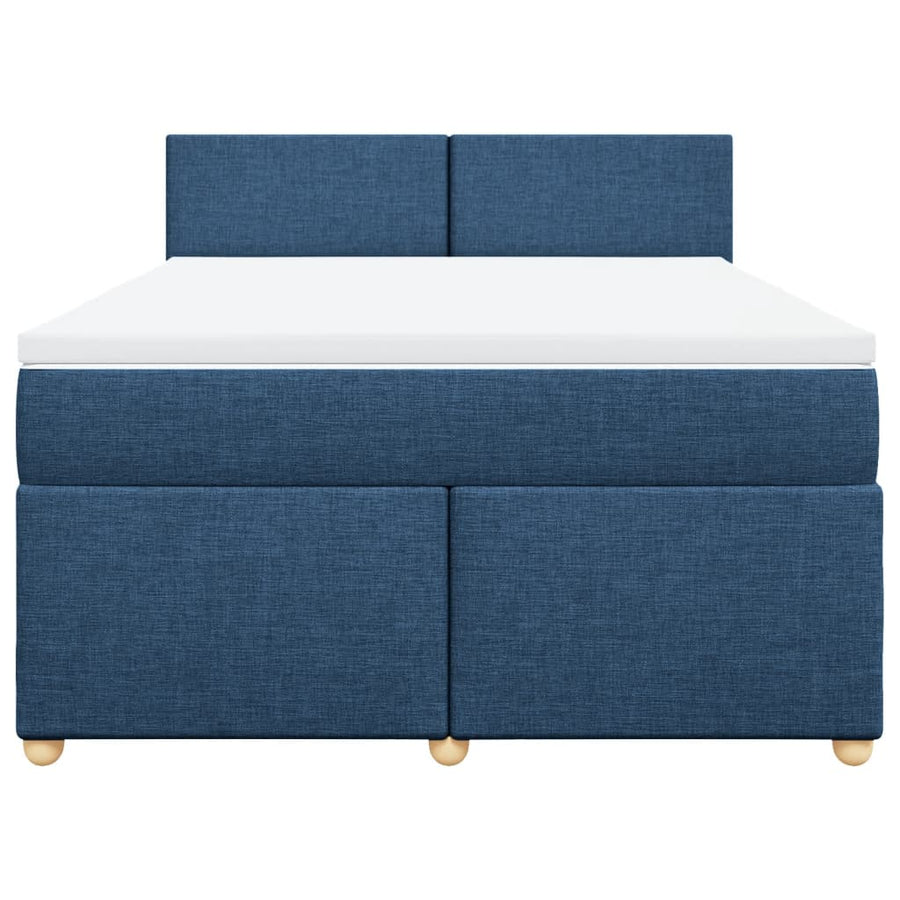 Boxspring met matras stof blauw 140x190 cm
