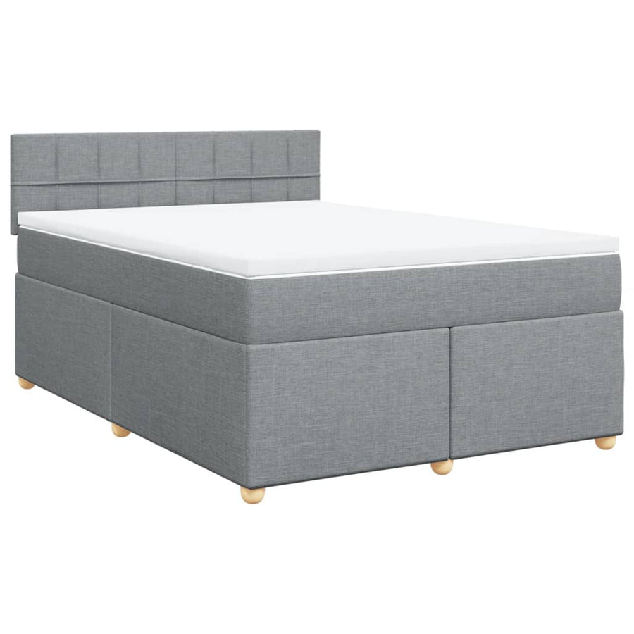 Boxspring met matras stof lichtgrijs 140x190 cm