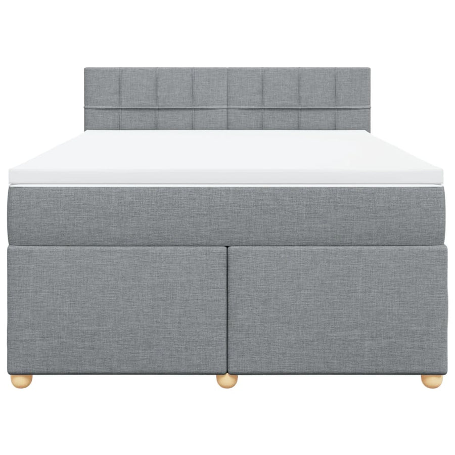 Boxspring met matras stof lichtgrijs 140x190 cm