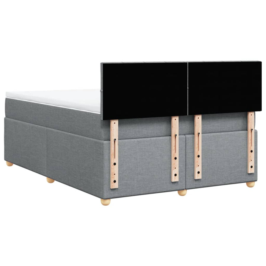 Boxspring met matras stof lichtgrijs 140x190 cm