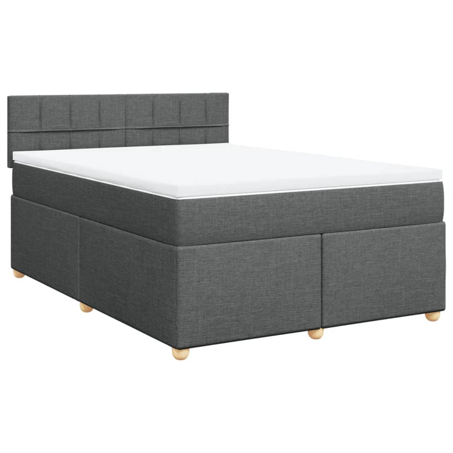 Boxspring met matras stof donkergrijs 140x190 cm