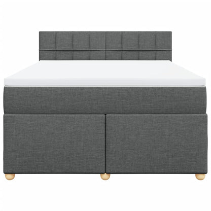 Boxspring met matras stof donkergrijs 140x190 cm