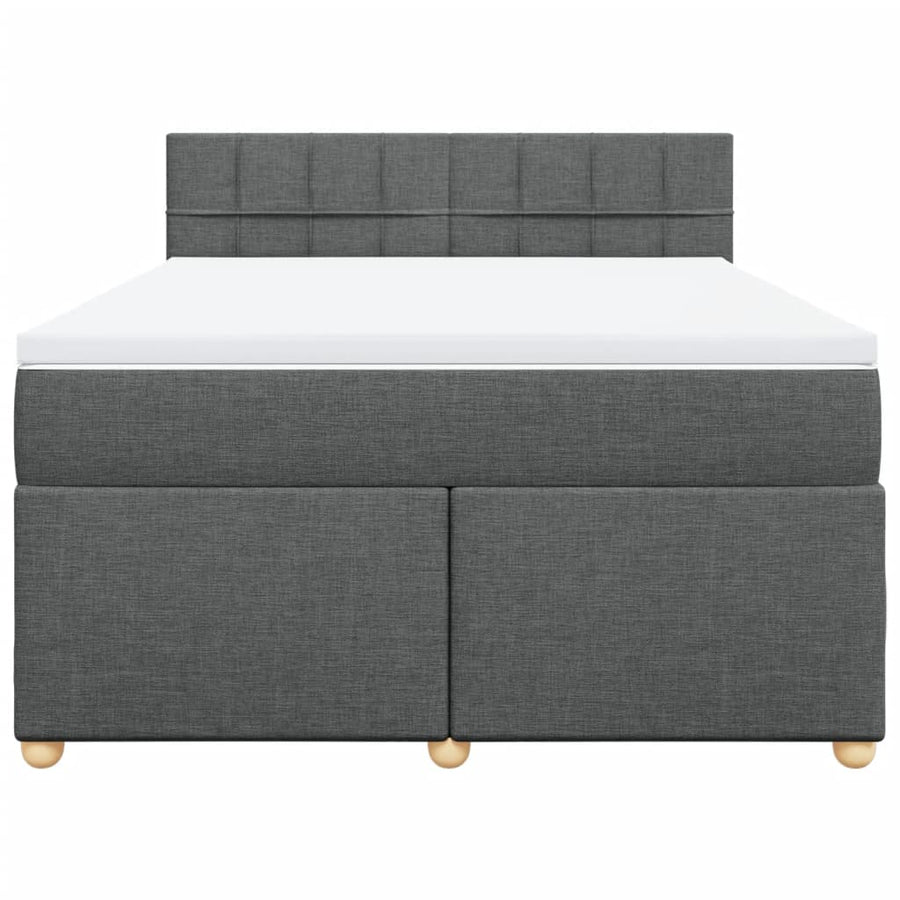 Boxspring met matras stof donkergrijs 140x190 cm