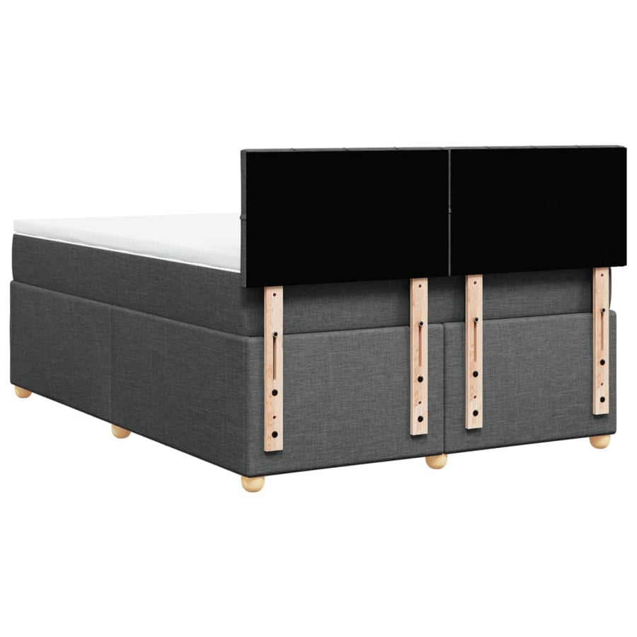 Boxspring met matras stof donkergrijs 140x190 cm