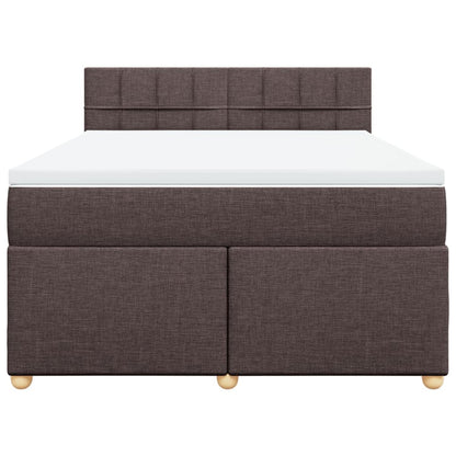 Boxspring met matras stof donkerbruin 140x190 cm