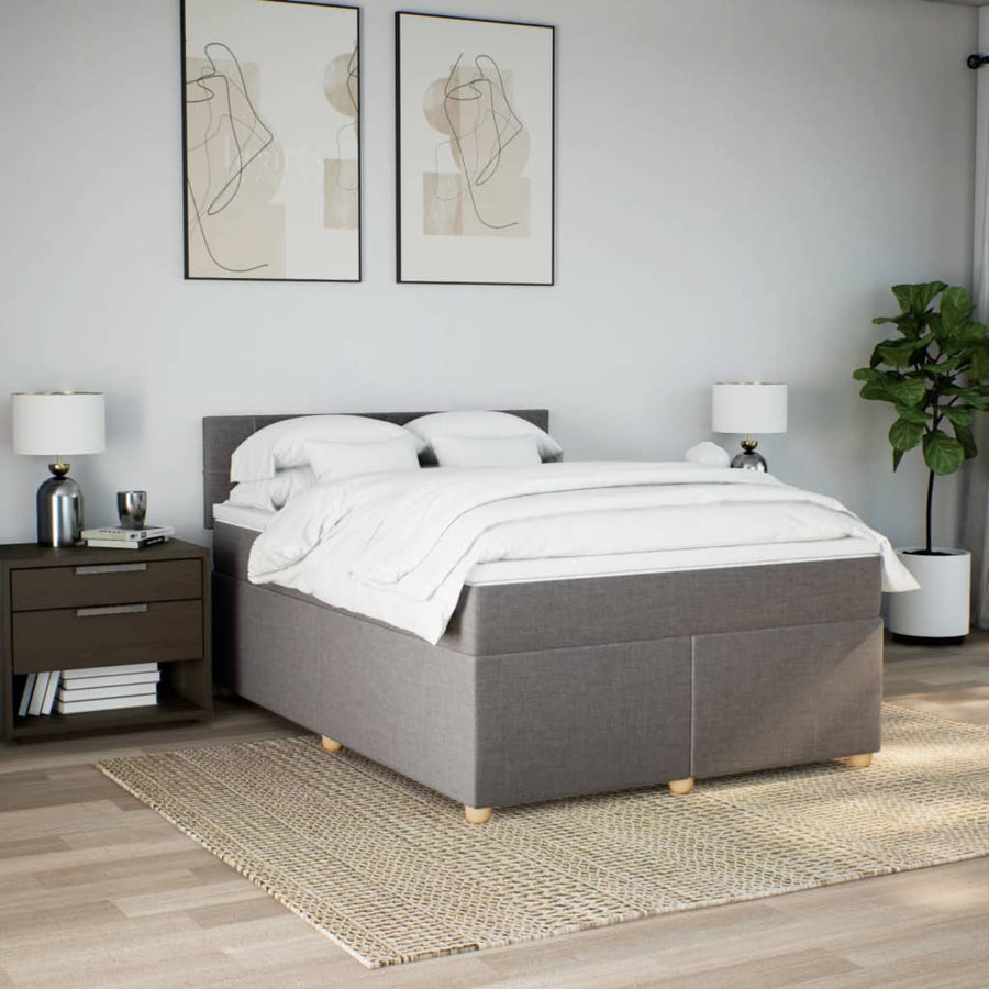 Boxspring met matras stof taupe 140x190 cm