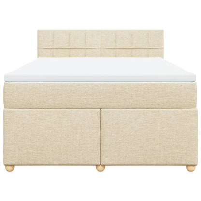 Boxspring met matras stof crèmekleurig 140x190 cm