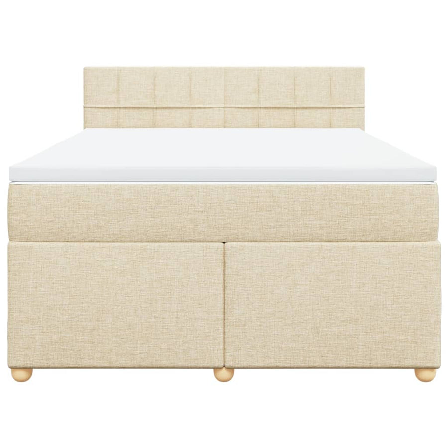 Boxspring met matras stof crèmekleurig 140x190 cm