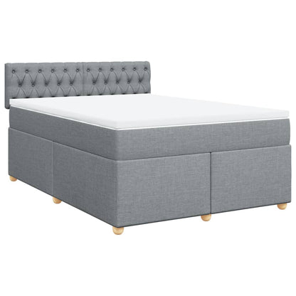 Boxspring met matras stof lichtgrijs 140x190 cm