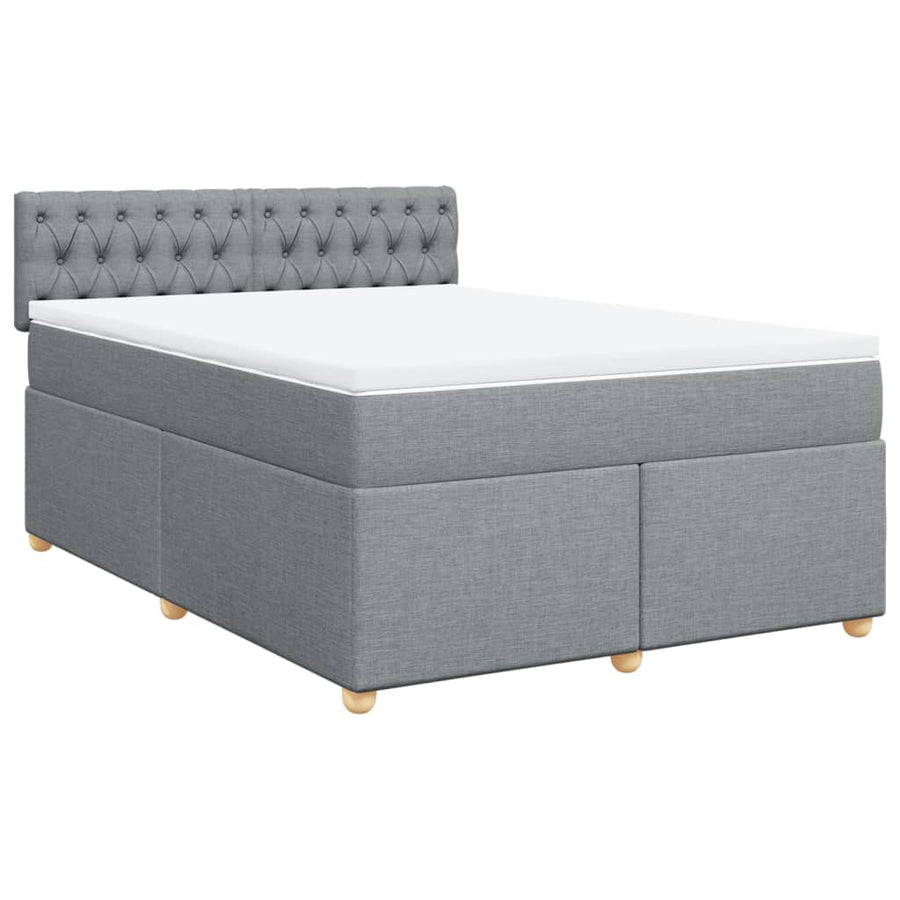 Boxspring met matras stof lichtgrijs 140x190 cm