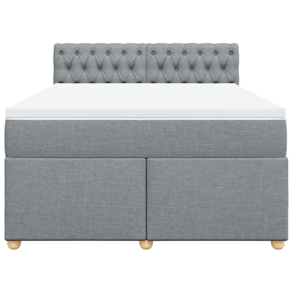 Boxspring met matras stof lichtgrijs 140x190 cm