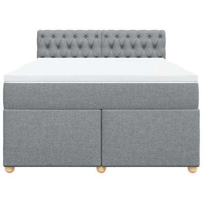 Boxspring met matras stof lichtgrijs 140x190 cm