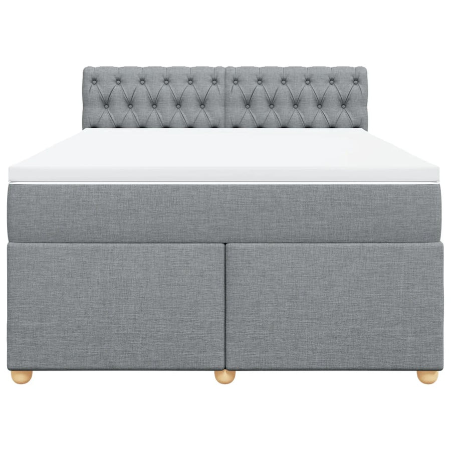 Boxspring met matras stof lichtgrijs 140x190 cm
