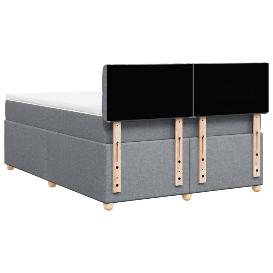 Boxspring met matras stof lichtgrijs 140x190 cm