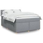 Box spring with mattress fabric light grey 140x190 cm