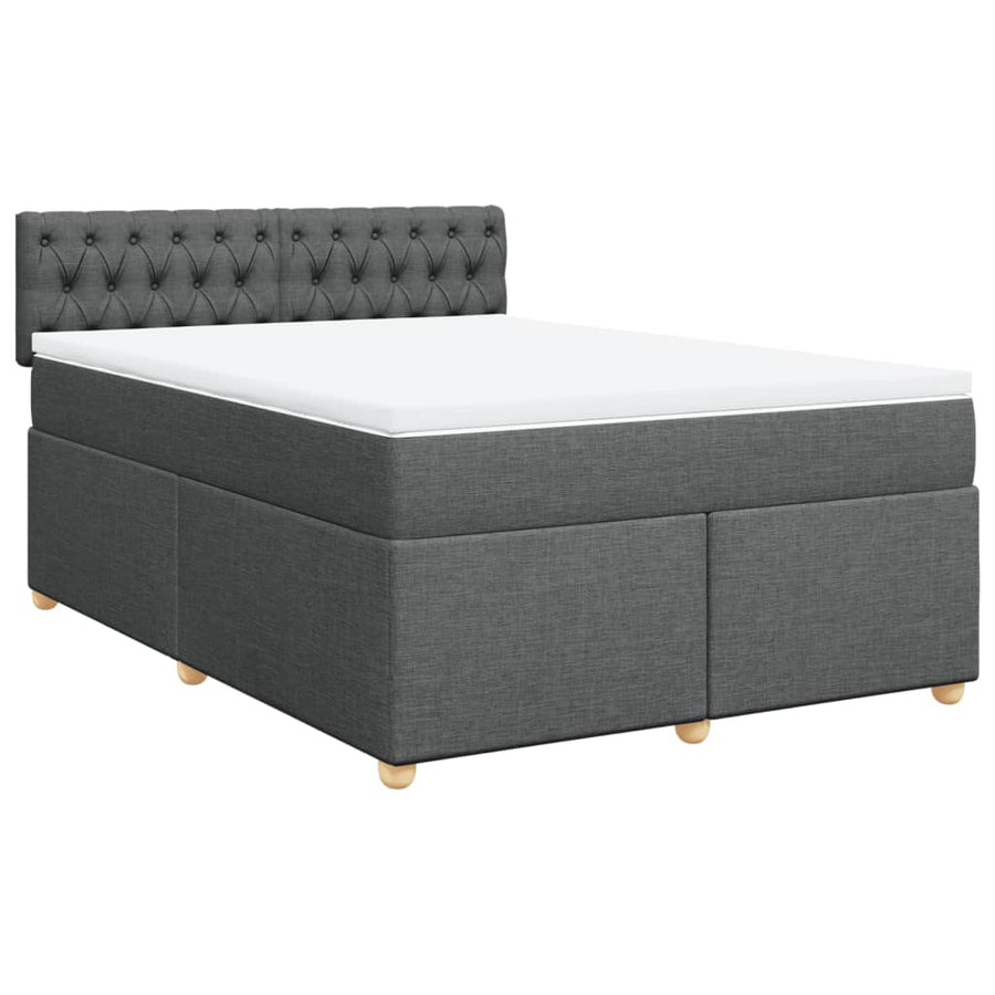 Boxspring met matras stof donkergrijs 140x190 cm