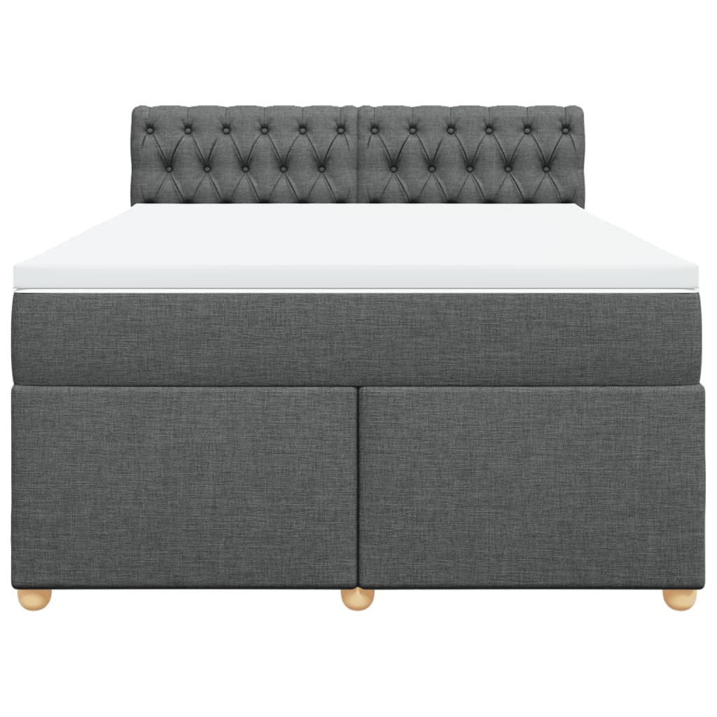Boxspring met matras stof donkergrijs 140x190 cm
