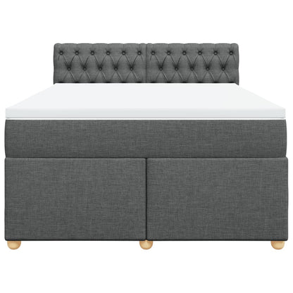 Boxspring met matras stof donkergrijs 140x190 cm