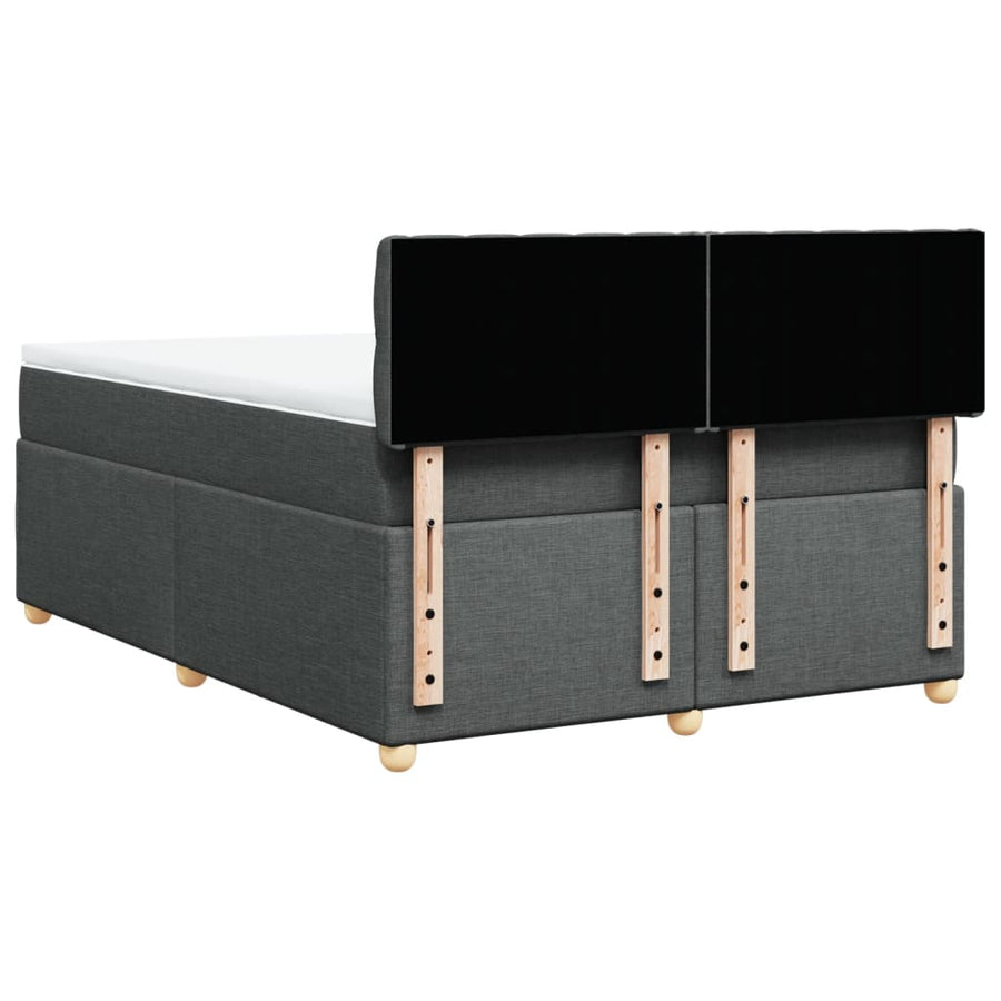 Boxspring met matras stof donkergrijs 140x190 cm