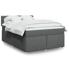Box spring with mattress fabric dark grey 140x190 cm