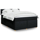 Box spring with fabric mattress black 140x190 cm