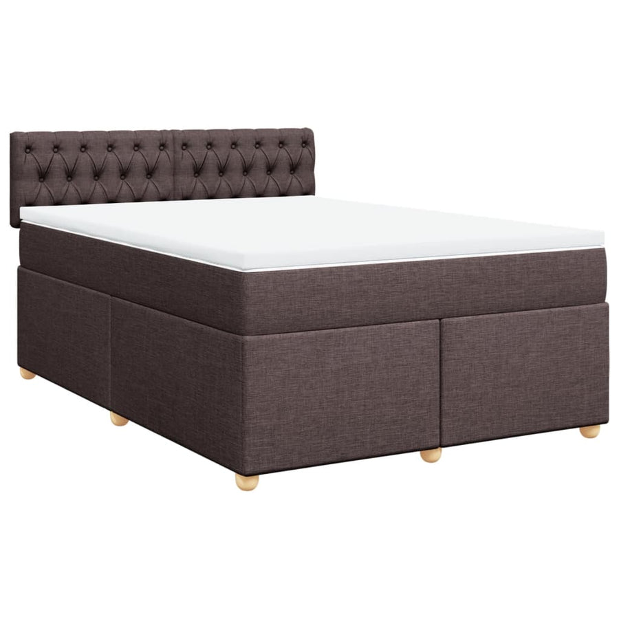 Boxspring met matras stof donkerbruin 140x190 cm