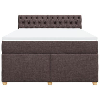 Boxspring met matras stof donkerbruin 140x190 cm
