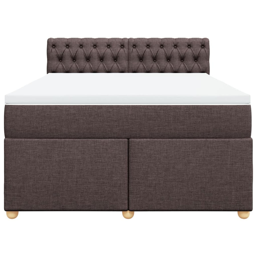 Boxspring met matras stof donkerbruin 140x190 cm