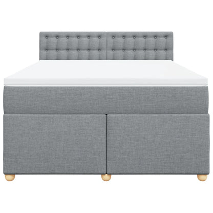 Boxspring met matras stof lichtgrijs 140x190 cm
