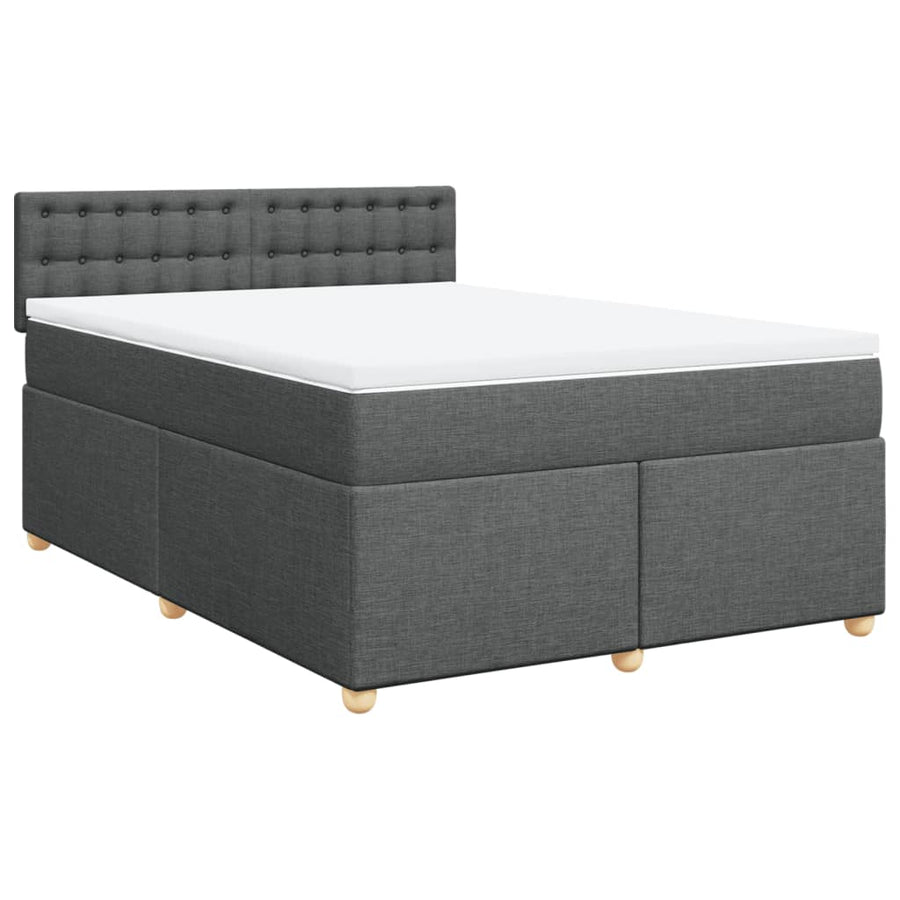 Boxspring met matras stof donkergrijs 140x190 cm