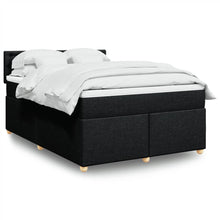 Boxspring met matras stof zwart 140x190 cm