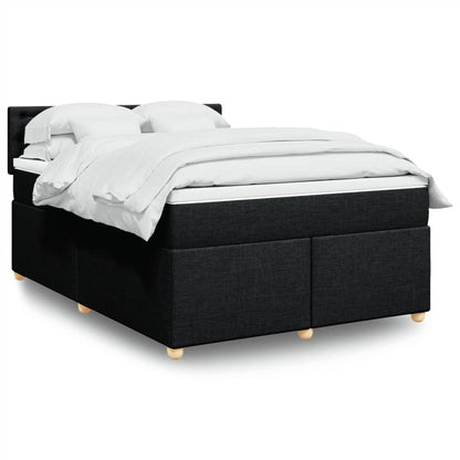 Boxspring met matras stof zwart 140x190 cm