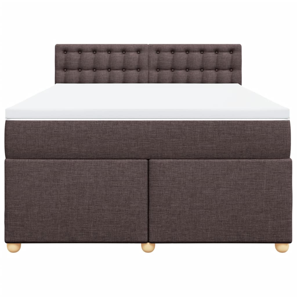 Boxspring met matras stof donkerbruin 140x190 cm