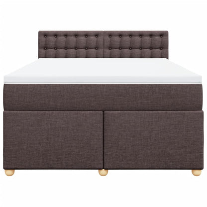Boxspring met matras stof donkerbruin 140x190 cm
