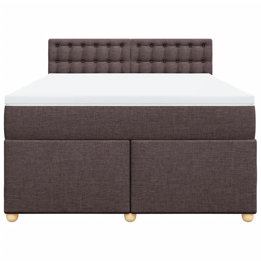 Boxspring met matras stof donkerbruin 140x190 cm