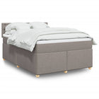 Box spring with fabric mattress taupe 140x190 cm