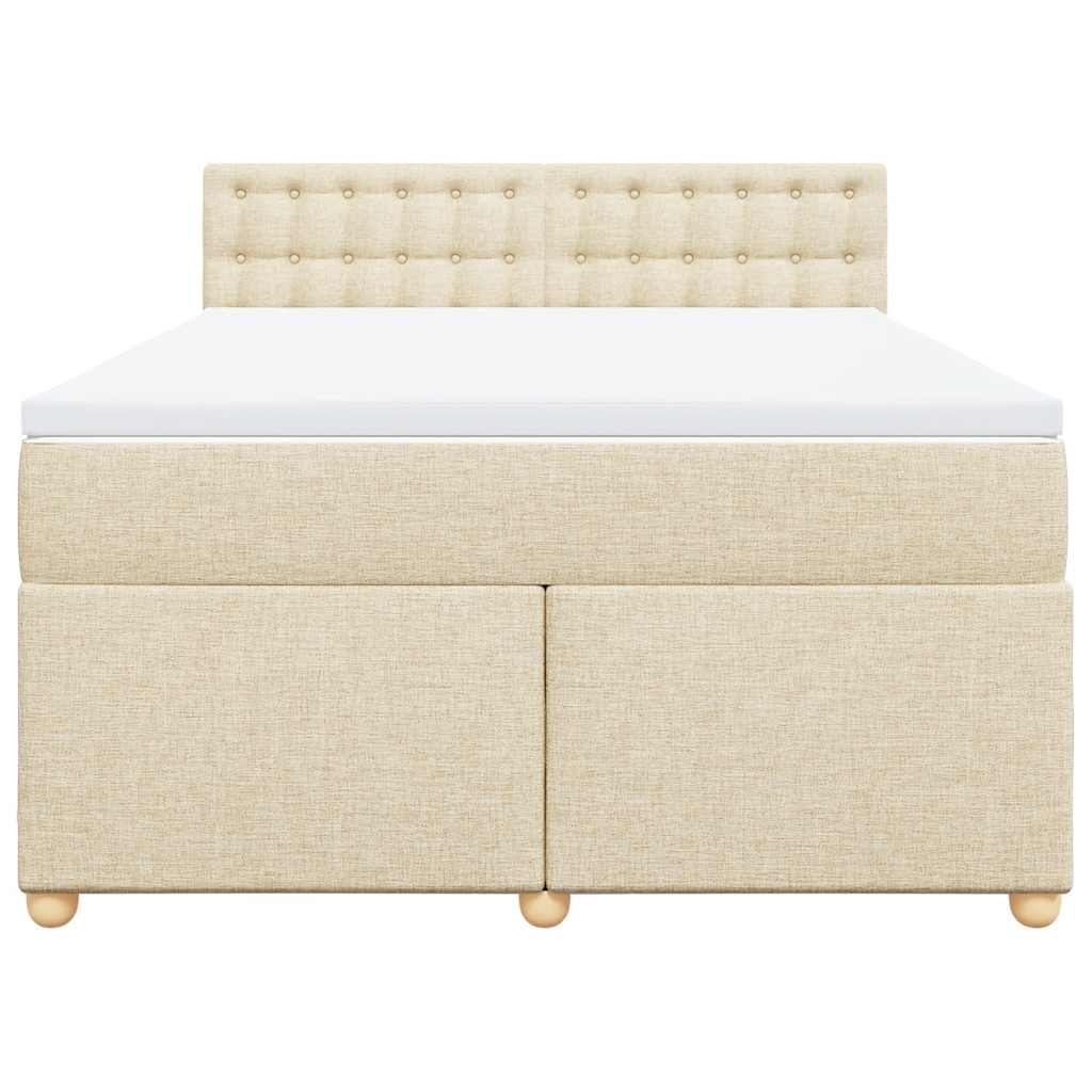 Boxspring met matras stof crèmekleurig 140x190 cm
