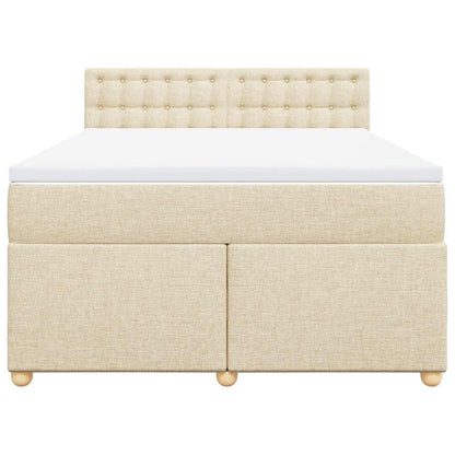 Boxspring met matras stof crèmekleurig 140x190 cm
