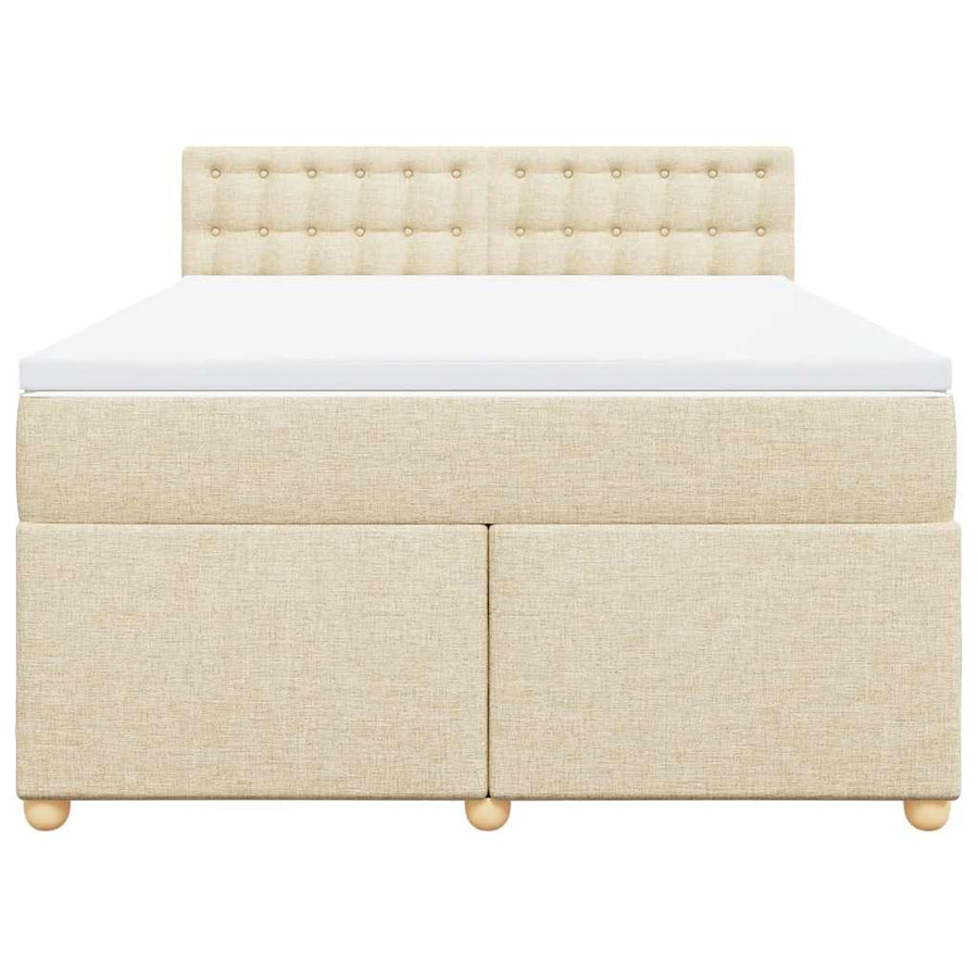Boxspring met matras stof crèmekleurig 140x190 cm