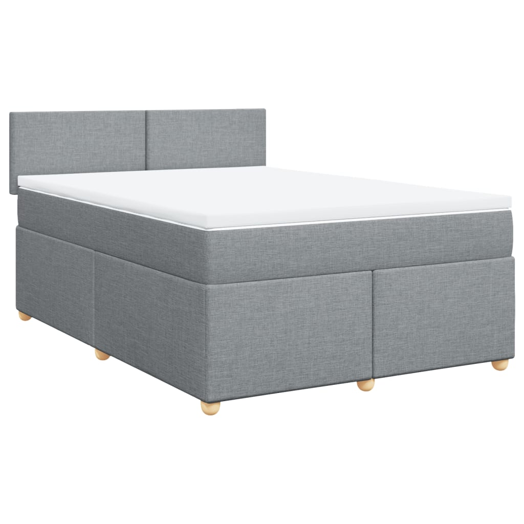 Boxspring met matras stof lichtgrijs 140x200 cm