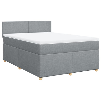 Boxspring met matras stof lichtgrijs 140x200 cm