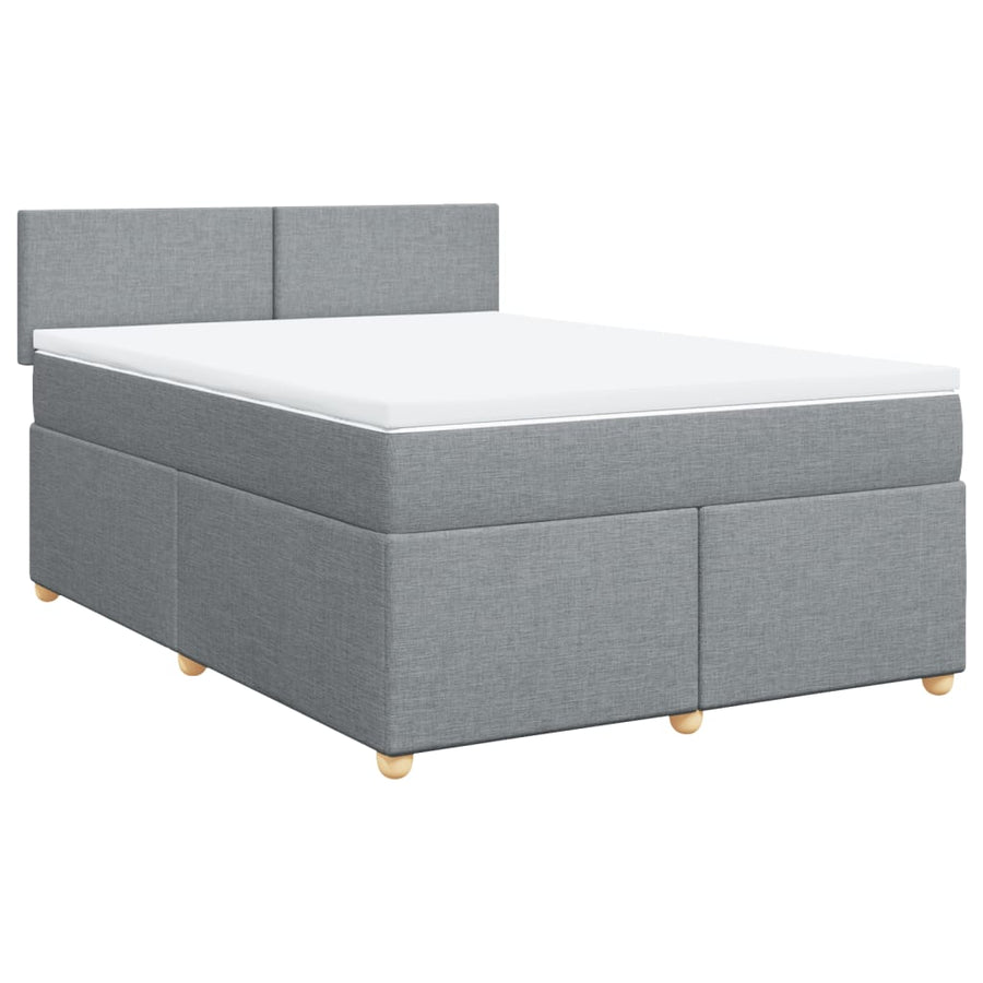 Boxspring met matras stof lichtgrijs 140x200 cm