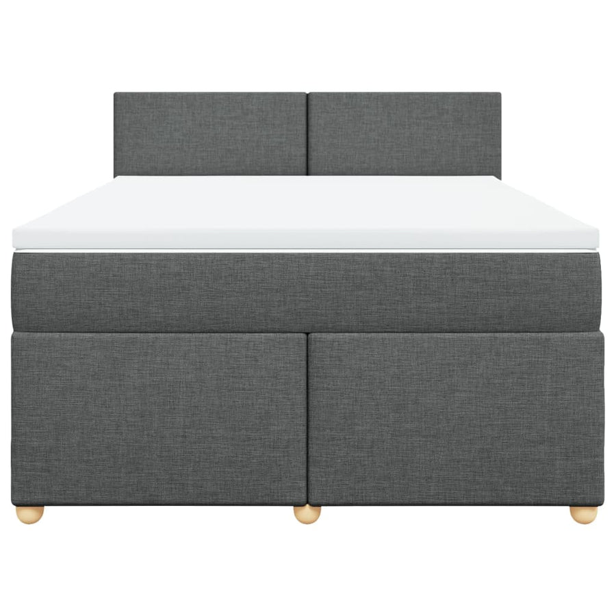 Boxspring met matras stof donkergrijs 140x200 cm
