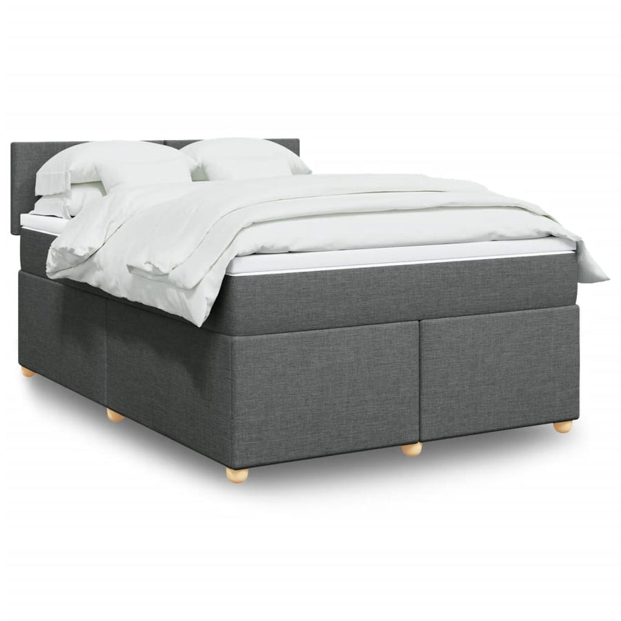 Boxspring met matras stof donkergrijs 140x200 cm