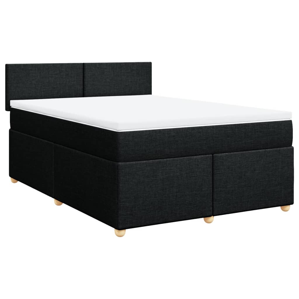 Boxspring met matras stof zwart 140x200 cm