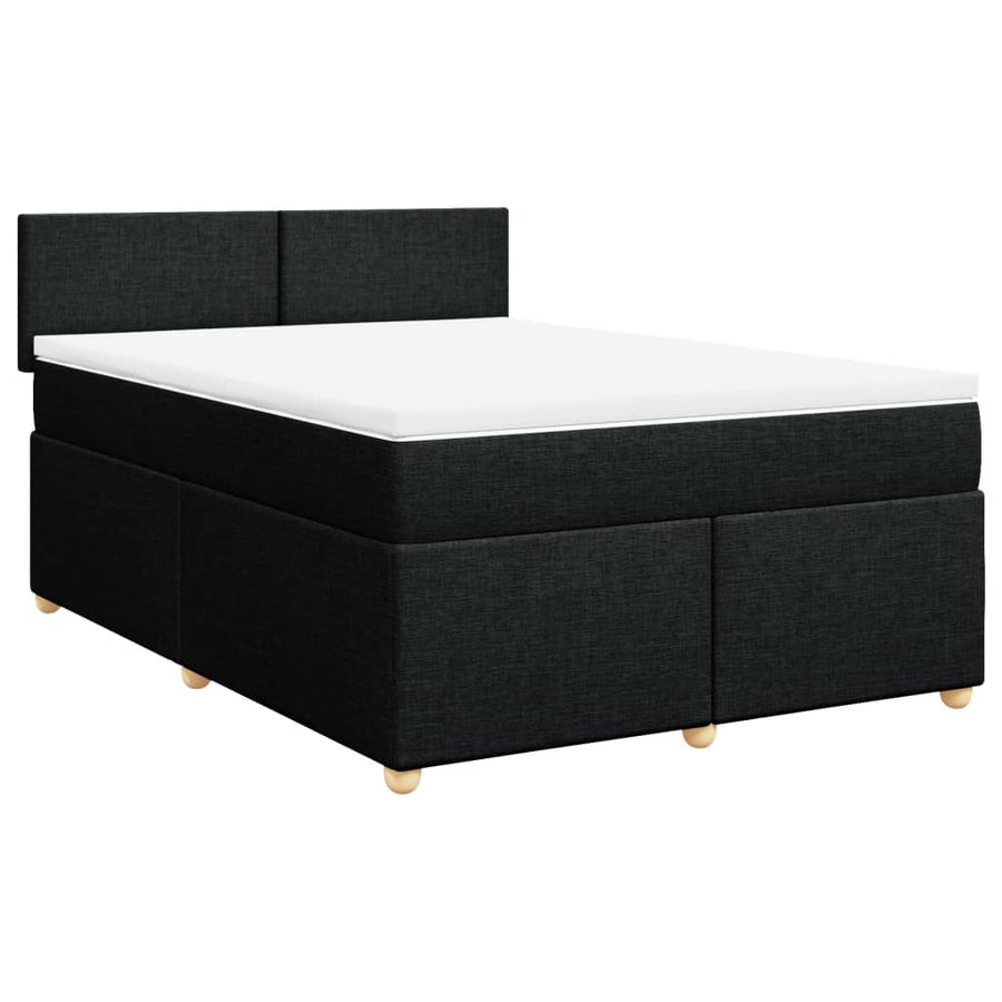 Boxspring met matras stof zwart 140x200 cm