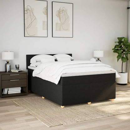 Boxspring met matras stof zwart 140x200 cm